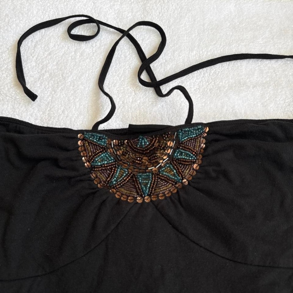 coachella boho western halter top with sequin embellishment